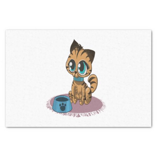 Adorable playful fluffy cute kitten with cat eyes tissue paper