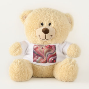 Adorable Plush Teddy Bear with Abstract Art Shirt