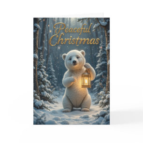 Adorable Polar Bear Christmas Lights Winter  Card