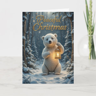 Adorable Polar Bear Christmas Lights Winter  Card