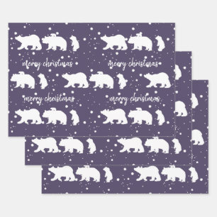 Adorable Polar Bear Family Christmas Wrapping Paper Sheets