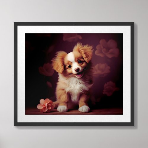 Adorable Pomeranian Dog Art Framed Art