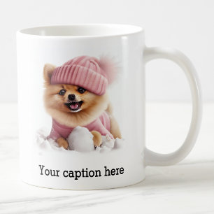 Adorable Pomeranian Winter Playtime Coffee Mug