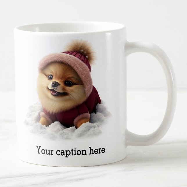 Adorable Pomeranian Winter Playtime Coffee Mug (Creator Uploaded)