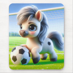 Adorable Pony Playing Soccer Mouse Pad