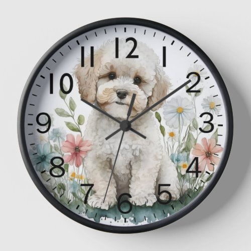 Adorable Poodle Puppy Dog Clock