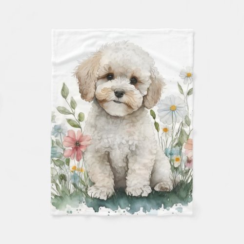 Adorable Poodle Puppy Dog Fleece Blanket