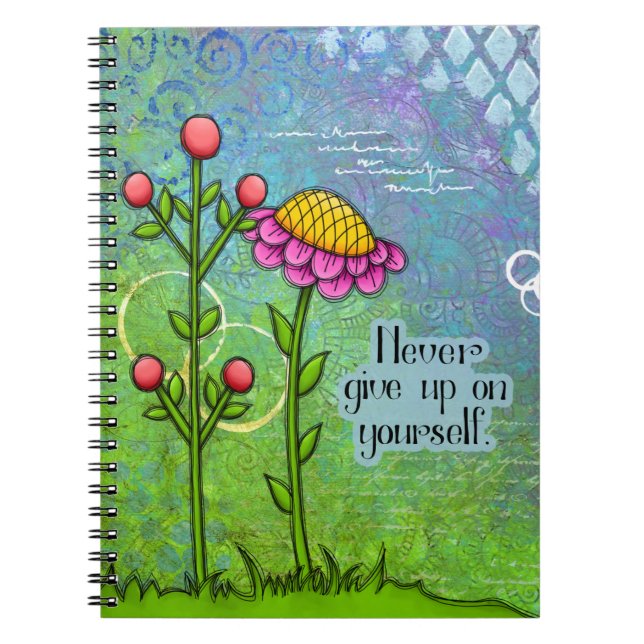 Adorable Positive Thought Doodle Flower Notebook (Front)
