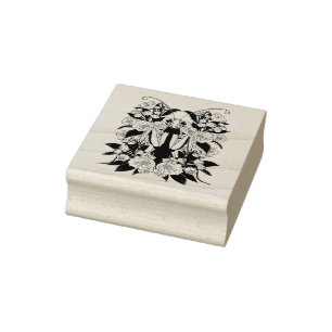Adorable Praying Mantis And Mountain Laurel Rubber Stamp