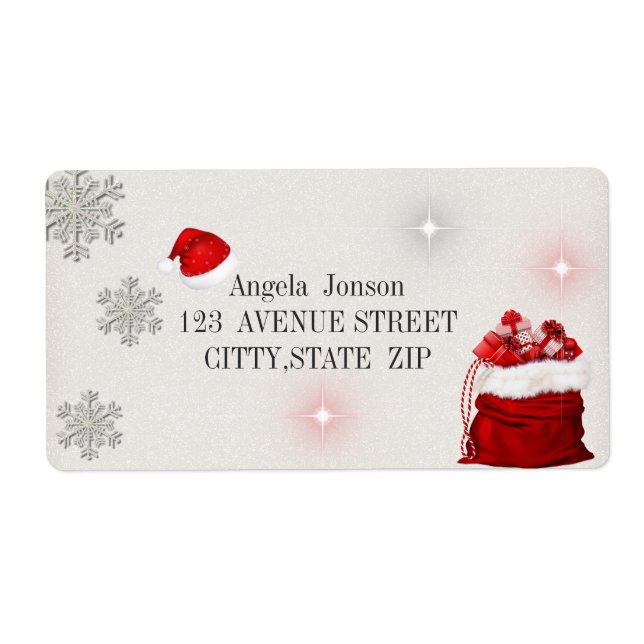 Adorable Presenta, Glittery,Santa Hat Label (Front)
