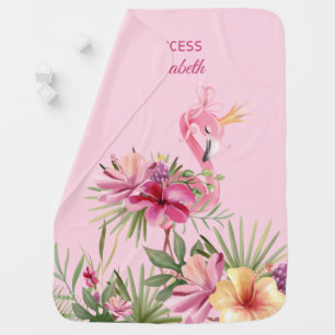 Adorable Princess Flamingo Baby Blanket
