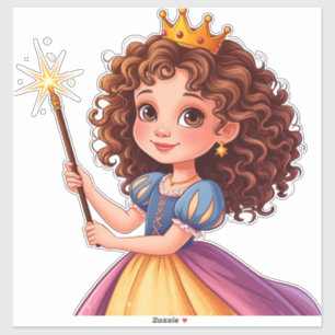 Adorable Princess Holding Magic Wand Sticker