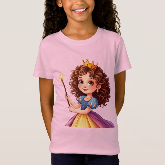 Adorable Princess Holding Magic Wand T-Shirt (Front)