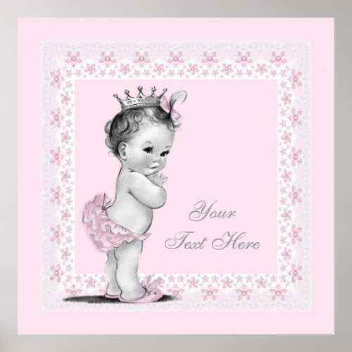 Adorable Princess Pink Vintage Baby Girl Poster