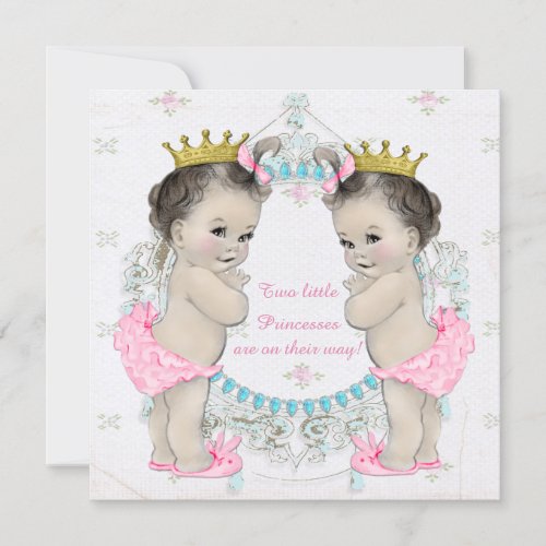 Adorable Princess Twin Baby Shower Invitations