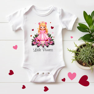 Adorable princess with flowers baby bodysuit