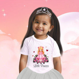 Adorable princess with flowers baby T-Shirt