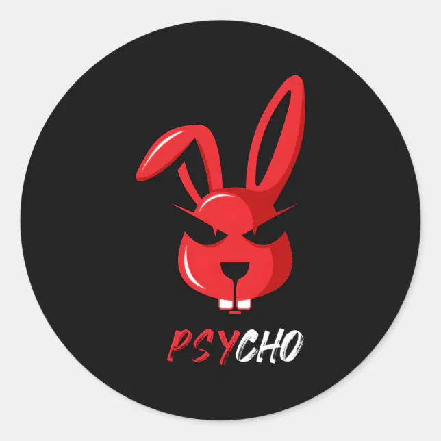 Adorable Psycho Weird Bunny Rabbit Classic Round Sticker | Zazzle
