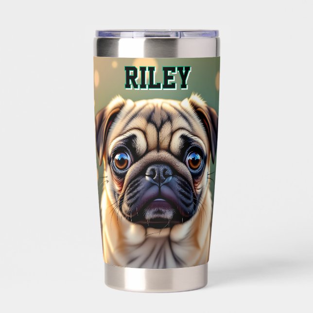 Adorable Pug Close up | Cute Dog Personalized Insulated Tumbler (Front)