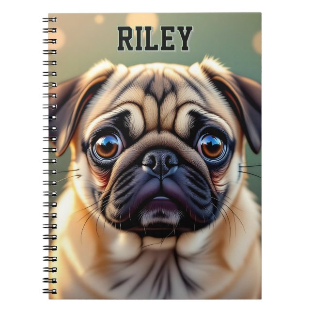 Adorable Pug Close up | Cute Dog Personalized Notebook (Front)