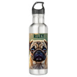 Adorable Pug Close up | Cute Dog Personalized Stainless Steel Water Bottle