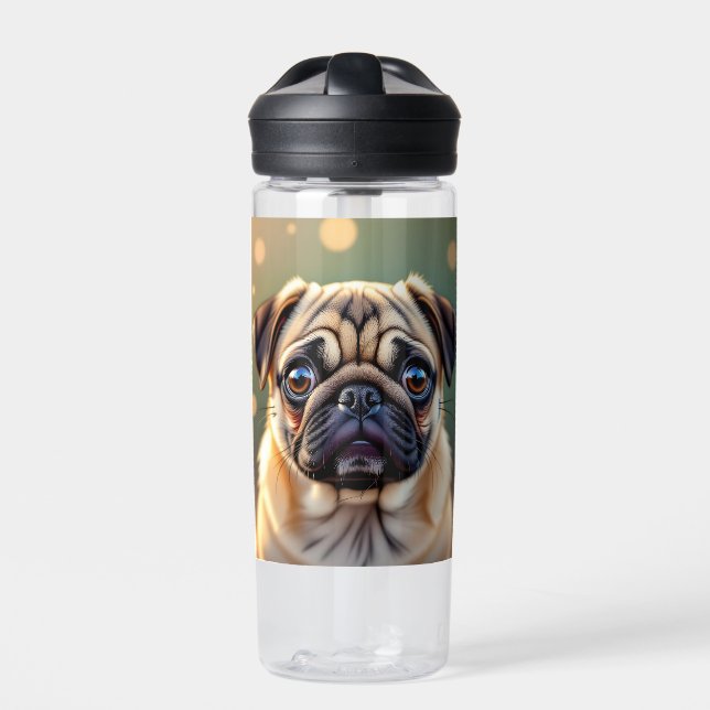 Adorable Pug Close up | Cute Dog Personalized Water Bottle (Front)