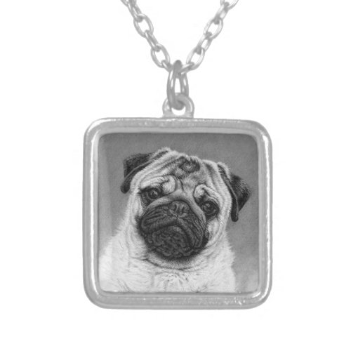 Adorable Pug Dog Art Necklace