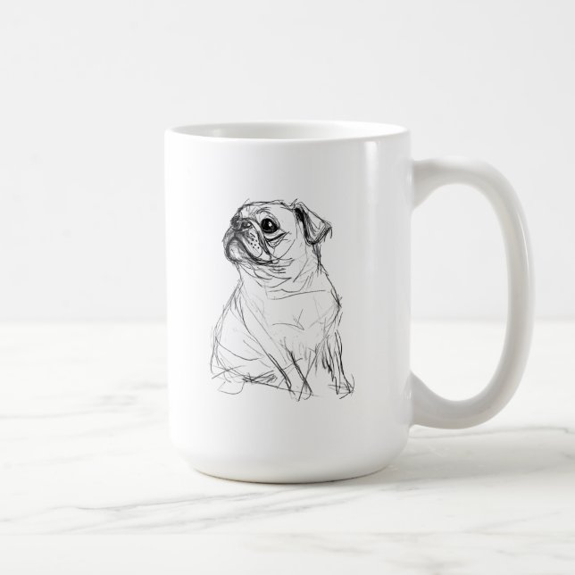 Adorable Pug Elegant Design Coffee Mug (Right)