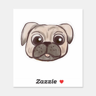 Adorable pug face illustration sticker