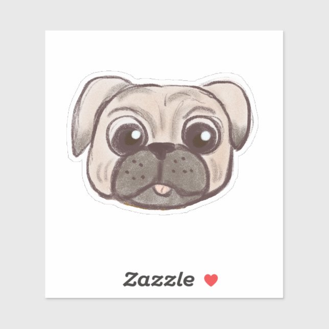 Adorable pug face illustration sticker (Sheet)