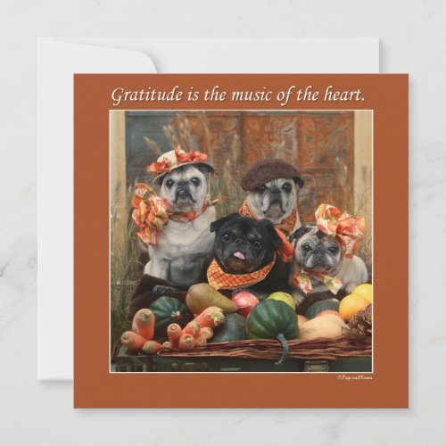 Adorable Pug Flat Thanksgiving Card