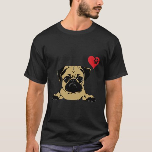 Adorable Pug I Heart Love My Pug Dog Puppy T_Shirt