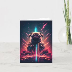 Adorable Pug in Futuristic Robot Costume Card
