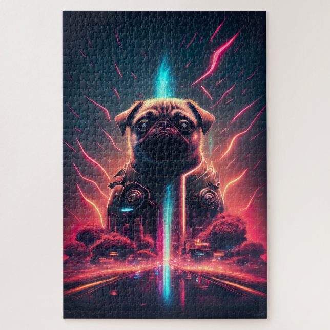 Adorable Pug in Futuristic Robot Costume Jigsaw Puzzle (Vertical)