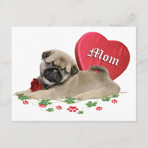 Adorable Pug Mom Design Postcard