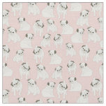Adorable Pug on Pink Background Fabric
