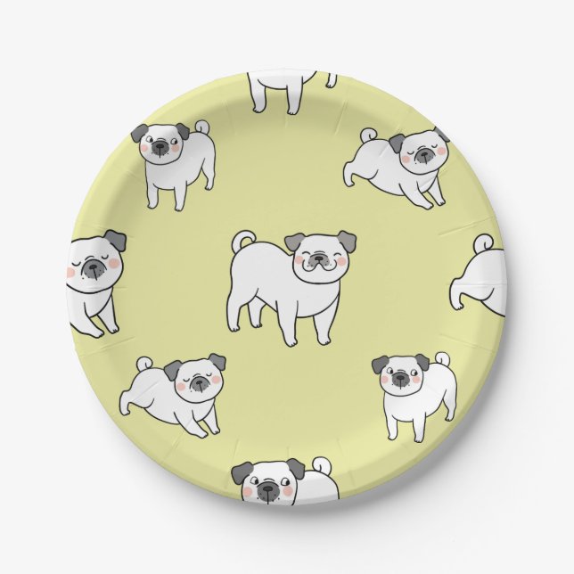 Adorable Pug Pattern Dog-Themed Party  Paper Plates (Front)