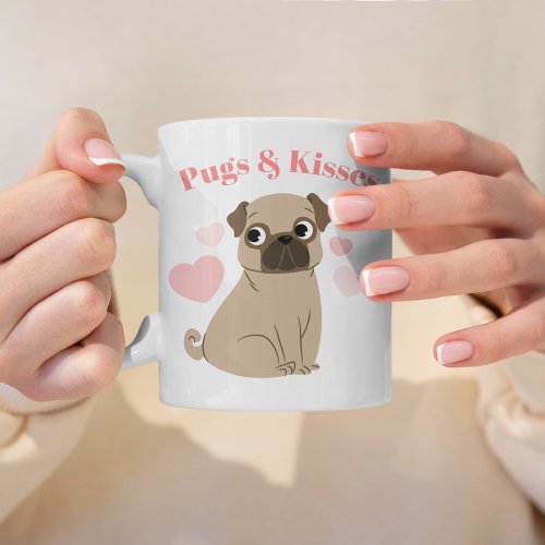 Adorable Pug Pugs and Kisses Custom Photo Coffee Mug