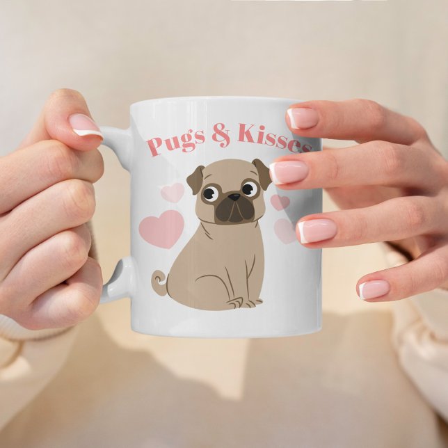 Adorable Pug "Pugs and Kisses" Custom Photo Coffee Mug (Creator Uploaded)