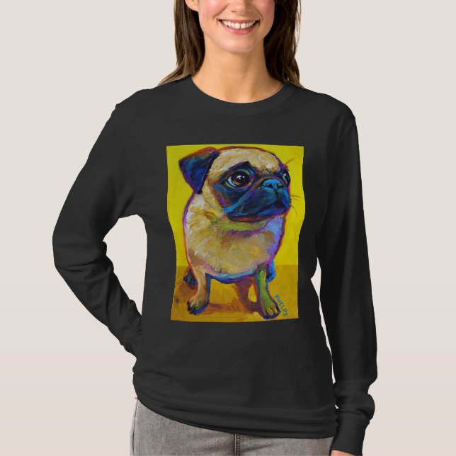 Adorable Pug Puppy on Yellow Classic T-Shirt 250 (Front)