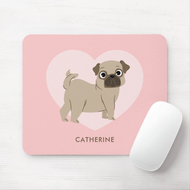 Adorable Pug Puppy Personalized Mouse Pad (With Mouse)
