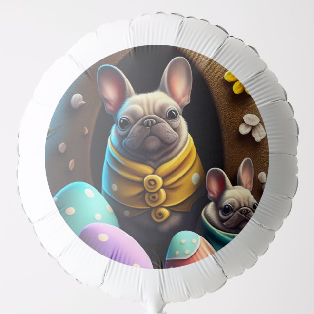 Adorable Pug with Easter Eggs A Festive and Cute Balloon (Front)