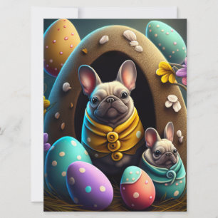 Adorable Pug with Easter Eggs A Festive and Cute Card