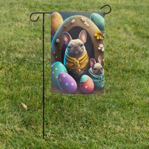 Adorable Pug with Easter Eggs A Festive and Cute Garden Flag