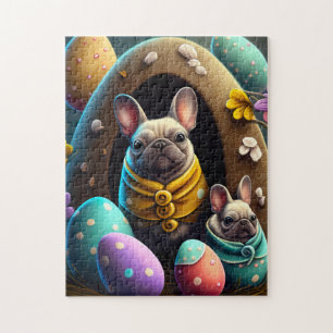 Adorable Pug with Easter Eggs A Festive and Cute Jigsaw Puzzle
