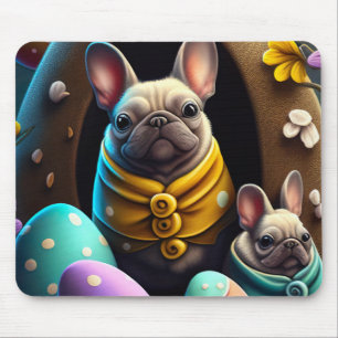 Adorable Pug with Easter Eggs A Festive and Cute Mouse Pad
