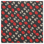 Adorable Pugs and Kisses Lip Prints and Puppies Fabric