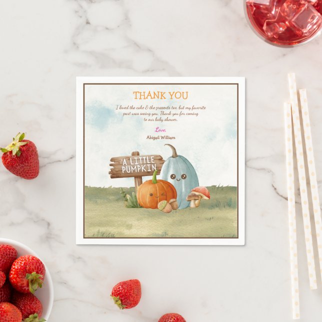 Adorable Pumpkin Baby Shower Thank You cards  Napkins (Insitu)
