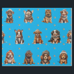 Adorable Puppies 1 Christmas Holiday on Blue Wrapping Paper<br><div class="desc">Cute puppies on holiday wrapping paper will entertain and delight anyone you gift it to! Adorable, quality wrapping paper will be your favorite. Look for all our holiday puppy products in our Happy Holidays, Dog Breed Ornaments, and Holiday Wraps and Accessories Collections. Plus, any animal-themed products sold from the Paws...</div>