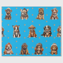 Adorable Puppies 1 Christmas Holiday on Blue